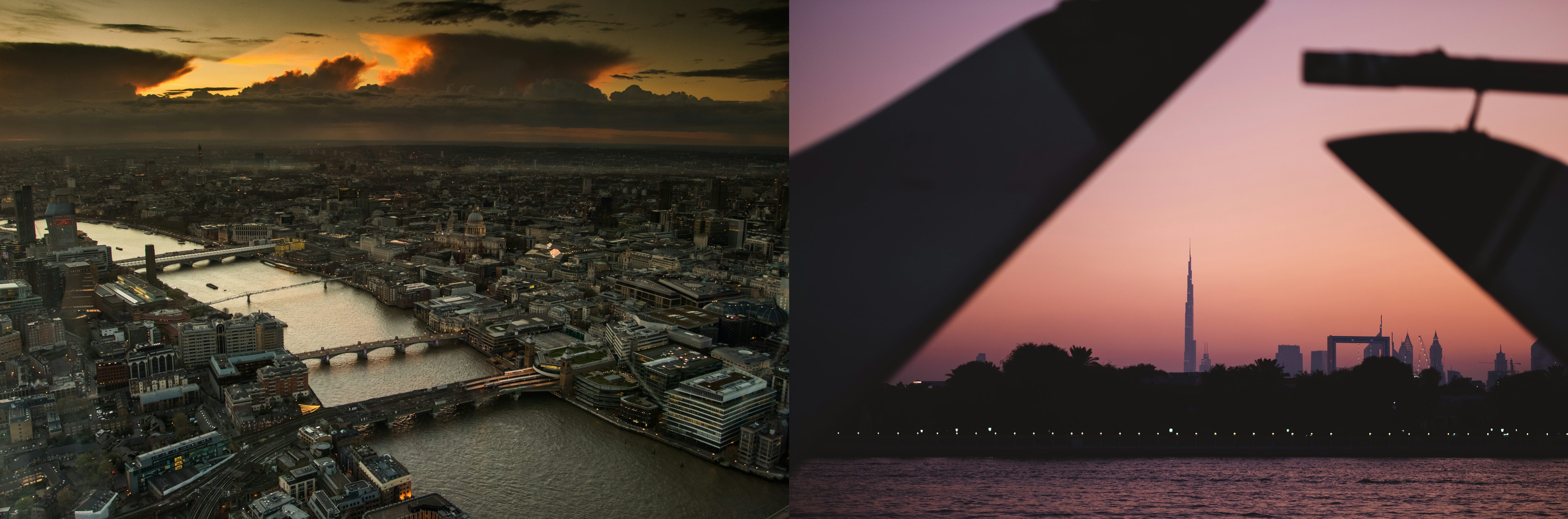London and Dubai Skylines